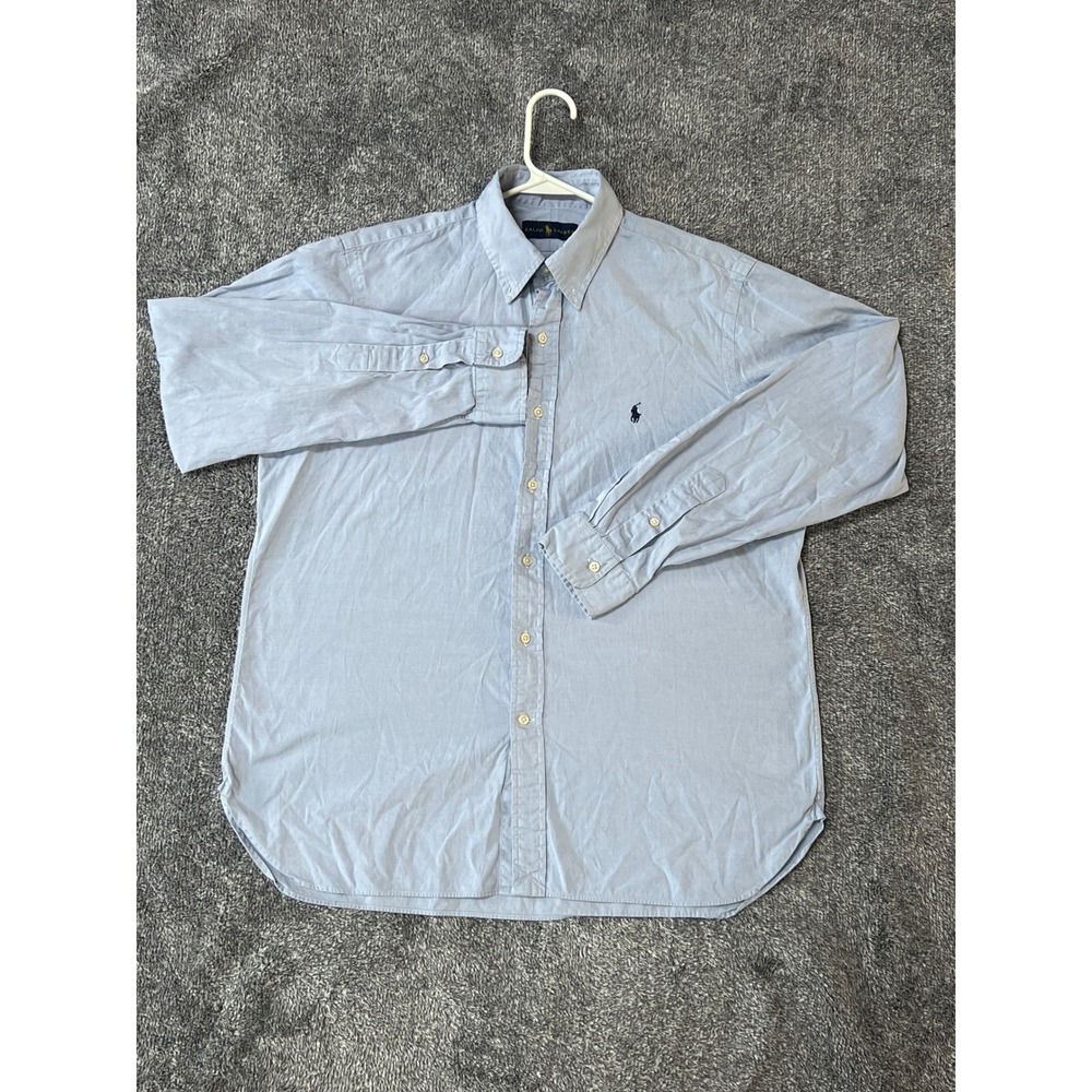 Polo Ralph Lauren Mens Blue Cotton Oxford Button Down Shirt 16.5 42 Long Sleeve